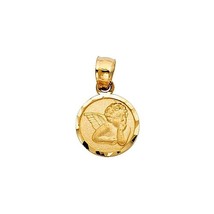Genuine 14k Yellow Gold 0.39&quot; Cherubic Guardian Angel Pendant For Women - $2,473.80 MXN
