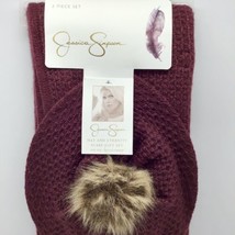 Beret Hat &amp; Eternity Scarf Jessica Simpson New With Tags Womens Gift Set Maroon - £18.03 GBP