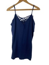 Zenana Outfitters Tank Top Size 2X 3X Womens Cami Knit Stretch Blue Criss Cross - £22.04 GBP