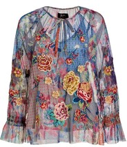 Johnny Was Embroidered Mesh Calliope Blouse with Slip Sz-1X Multicolor Floral - £154.24 GBP