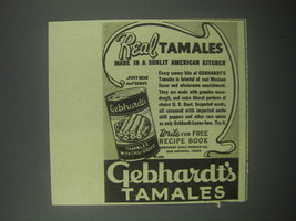 1939 Gebhardt&#39;s Tamales Ad - Real Tamales made in a sunlit American Kitchen - £14.62 GBP