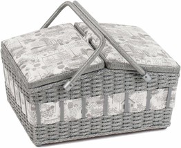 Hobby Gift Twin Lid Sewing Craft Hobby Storage Box, Wicker Basket Style,... - $79.99