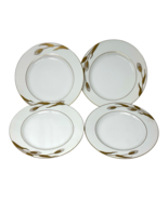 Fukagawa Arita Golden Wheat Salad Plates – Set of 4, 7-5/8&quot; Gold Rim Japan - $63.45 CAD