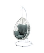 Simona Hanging Chair, Green Fabric &amp; White Wicker - $14,346.52 MXN