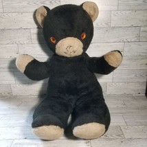 Vintage Well Loved Worn Brown Teddy Bear Plush Orange Eyes 195OS Or 60s? Toy 18&quot; - £36.64 GBP