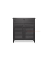 Vented Shoe Storage Cabinet Modern Espresso Brown 4 Shelves Drawer Slatt... - £157.78 GBP