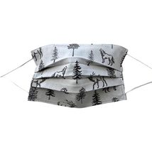 Pleated Gray Wolf Elk Pine Cone Tree Aspen Face Mask Mountain Camping, 100% cott - £10.90 GBP