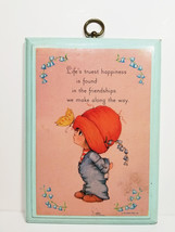 Cute Girl Vintage Plaque Big Red Hat Friendship Hallmark Card Kid Gift Wall Eyes - $10.99