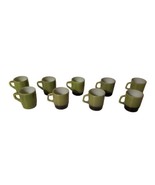 9 Vintage Fire King Anchor Hocking Stackable Coffee Cup Mugs Avocado Green - £45.68 GBP