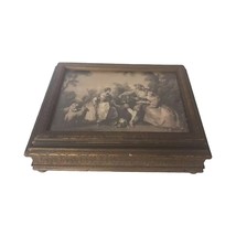Antique Victorian Wooden Mirrored Dresser Vanity Wood Box Jewelry Chest Romantic - £122.67 GBP