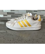 Adidas Cloudfoam Advantage Mens Shoes Sz 7 Sneakers Trainers White &amp; Gol... - $23.90