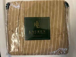 Vtg Ralph Lauren 52ND Street Caramel Camel Pinstripe Sateen King Bed Skirt - $74.24