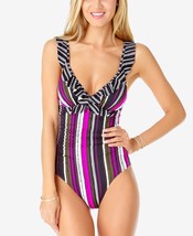 Anne Cole Womens Sketch Book Printed Ruffle One piece Swimsuit,Multi,6 - £76.74 GBP