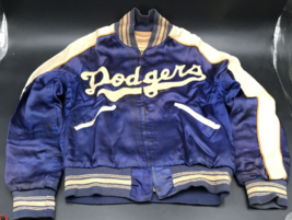 1950&#39;s Davega Brooklyn Dodgers #1 Pee Wee Reese Childs Sz 36 Blue Satin Jacket - £624.07 GBP