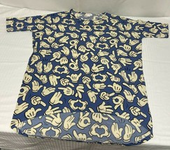 LuLaRoe Irma Tunic Top Shirt Small Fun Blue And White Hand Signs - £10.62 GBP