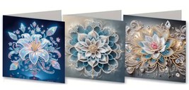 3 Unique Floral Note Greeting Cards Diamond Jewel Art COMPLETED - £12.23 GBP