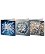3 Unique Floral Note Greeting Cards Diamond Jewel Art COMPLETED - $14.99