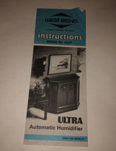 West Bend Automatic Humidifier Ultra Instruction Pamphlet - £4.54 GBP