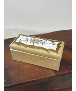 Antique Elfinware Hand Painted Porcelain Stamp Box Brown Floral Trinket ... - $35.99