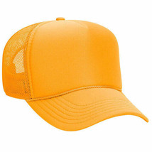 Gold Trucker Hat 5 Panel Mid Profile Adjustable Mesh Back Hat 1dz New 32-467 - £76.30 GBP