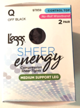 Leggs Sheer Energy Compression Tights Medium Support Leg Off Black size Q NEW - £11.67 GBP