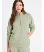 Banana Republic Sage Baby Terry Zip Sweatshirt Fleece Kangaroo Pocket, S... - $411.37 MXN