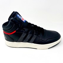 Adidas Hoops 3.0 Mid Black White Red Mens Leather Basketball Sneakers GZ1344 - £51.79 GBP