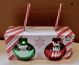 Christmas Ornament Sippers 4&quot;- 13 oz Holiday Cheers 2pk Glass With Straw... - $12.17 CAD