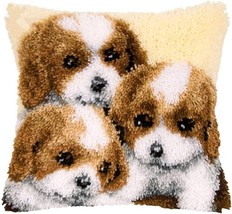 Latch Hook Kit DIY 3 Puppy Pattern Arts And Crafts Needlework 17&quot; x 17&quot; ... - £24.26 GBP