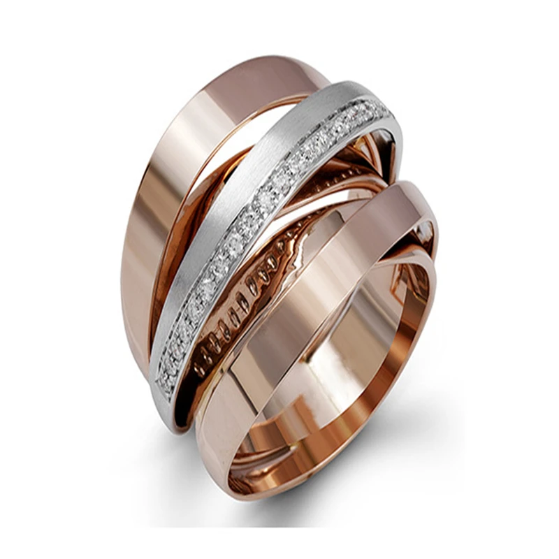 18K Rose Gold Lrregular 1 Carat  Ring for Women Anillos bague Wedding Bizuteria  - £28.49 GBP