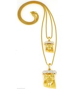 Jesus Necklace New Set Two Toned Mini Pendants On 24 &amp; 30 Inch Box Chain... - $411.65 MXN