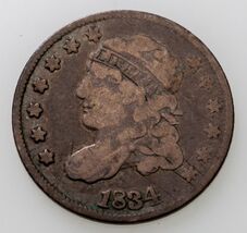 1834 Bust Half Dime in Very Good VG Condition, Light Gray Color, Bold "L... - $150.02