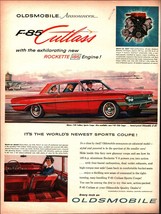 1961 Oldsmobile F-85 Cutlass Sports Coupe Vintage Print Ad Airport Jet Print Ad - £20.08 GBP