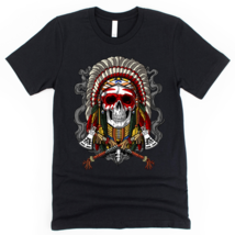 Native American Chief Skull Indian Headdress Unisex T-Shirt - £22.37 GBP
