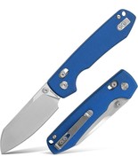 Vosteed Raccoon Knife 3.25" 14C28N Satin Blade Blue Micarta Handle Crossbar Lock - $102.56
