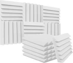 The Heavyoff 12 Pack Acoustic Foam Panels Studio Soundproofing Wedges, White. - £27.70 GBP