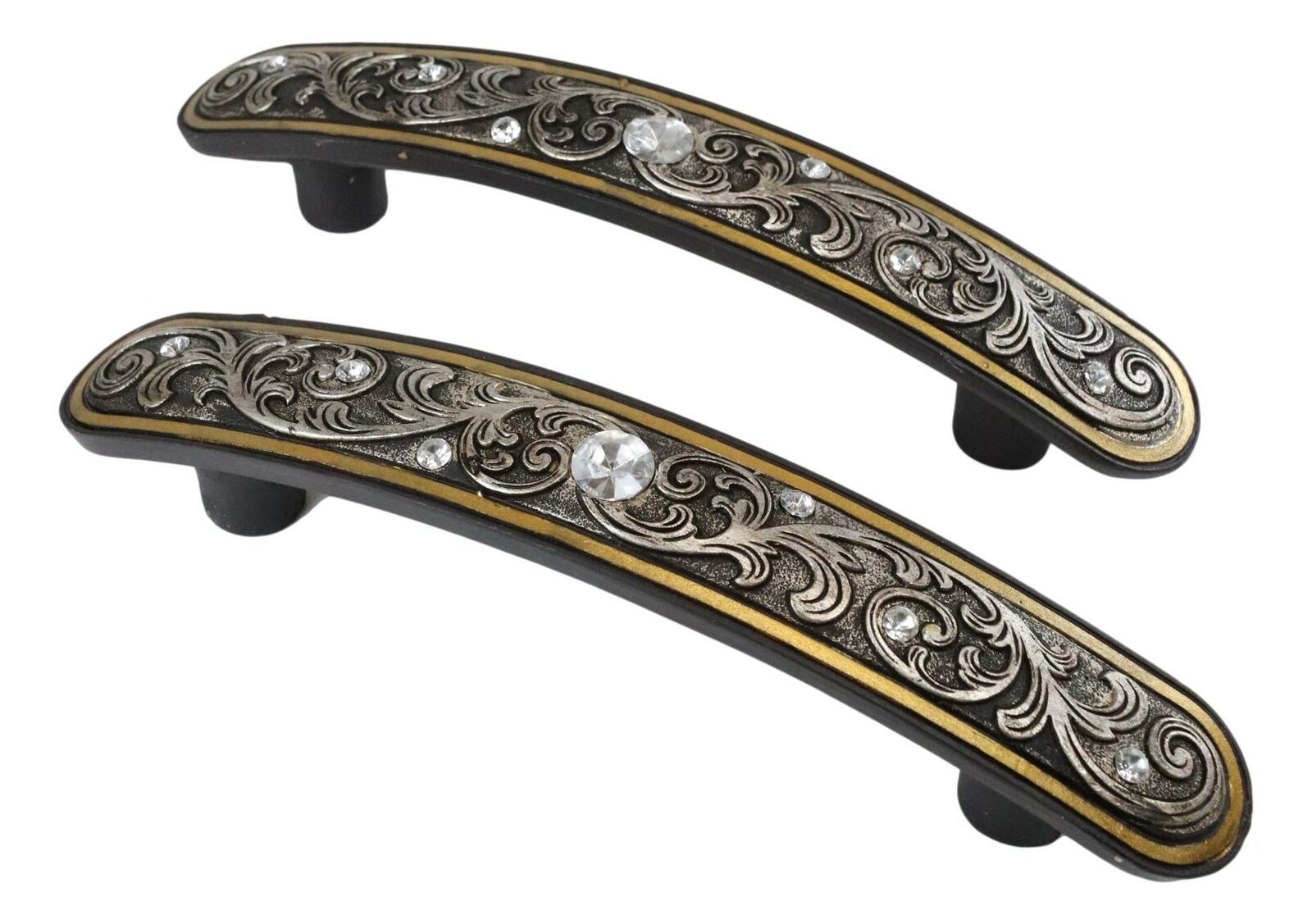 Set Of 6 Rustic Floral Filigree Scroll Silver Bling Drawer Cabinet Bar Pulls 9"L