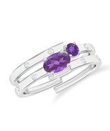 Kicky &amp; Perky Sterling Silver Amethyst, Moissanite Two Stone Ring Women ... - $66.32