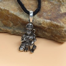 Indian Lord Hanuman Real 925 Silver Oxidized Pendant - £23.56 GBP