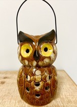 Vintage 6” Ceramic Owl VOTIVE CANDLE LANTERN - MCM HANG OR STAND 70s - $23.76