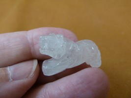 Y-TIG-500) white quartz crystal 1&quot; TIGER gemstone FIGURINE CAT tigers wi... - £6.75 GBP