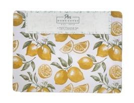 PBS Home Goods Cork Placemat 4 Piece Set Lemons Yellow White Green 16" x... - $24.75