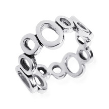 Mod Uneven Cutout Oval Band .925 Silver Ring-6 - $17.81