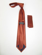 Men's Woven Tie Hankie Set J.Valintin Private Collection R88 Rust Brown image 2