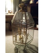 000 Large Vintage Brass Beveled Glass Chandelier Entry Way 36&quot; Tall + Chain - £314.53 GBP