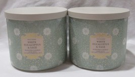 White Barn Bath &amp; Body Works 3-wick Scented Candle Set 2 White Eucalyptus &amp; Sage - £53.91 GBP