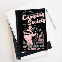 Camping Society Embroidered Journal - Pink and Gray Mountain Adventure Notebook  - £21.22 GBP