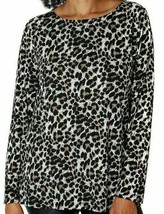 Mario Serrani ~ Brown Leopard ~ Ladies&#39; Size XL ~ Long Sleeve ~ Crewneck Top - £17.72 GBP