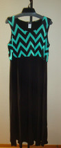 New Star Vixen Women&#39;s Popover Top Sleeveless Maxi Dress Black Jade Chevron Sz L - £23.38 GBP