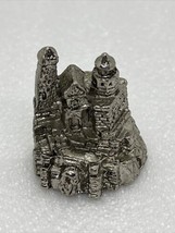 Tiny Midieval Castle Fortress Figurine Pewter 1” Silver - $12.04